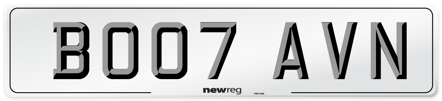 BO07 AVN Number Plate from New Reg